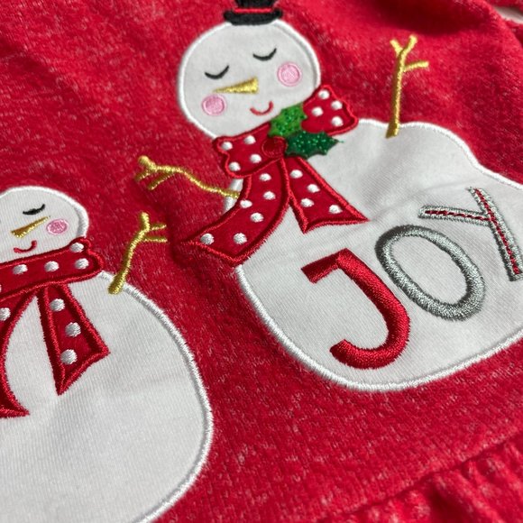 Rare Editions Christmas Snowman Joy Applique Outfit Set - Size 6 Months - Picture 3 of 10